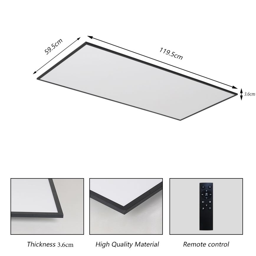 Brilagi - LED dimmelhető mennyezeti lámpatest SLIMFRAME LED/80W/230V 120x60 cm 3000-6000K fekete + távirányító