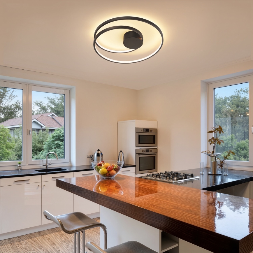 Brilagi - LED fényerőszabályozható mennyezeti lámpatest TWISTER LED/48W/230V 3000–6000K Ø 50 cm fekete + távirányító