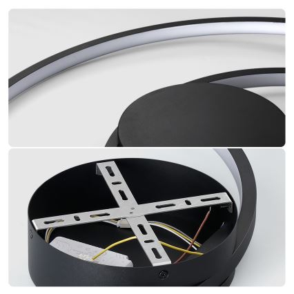 Brilagi - LED fényerőszabályozható mennyezeti lámpatest TWISTER LED/48W/230V 3000–6000K Ø 50 cm fekete + távirányító