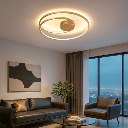 Brilagi - LED dimmelhető mennyezeti lámpatest TWISTER LED/75W/230V 3000-6000K átm. 70 cm arany + távirányítóval