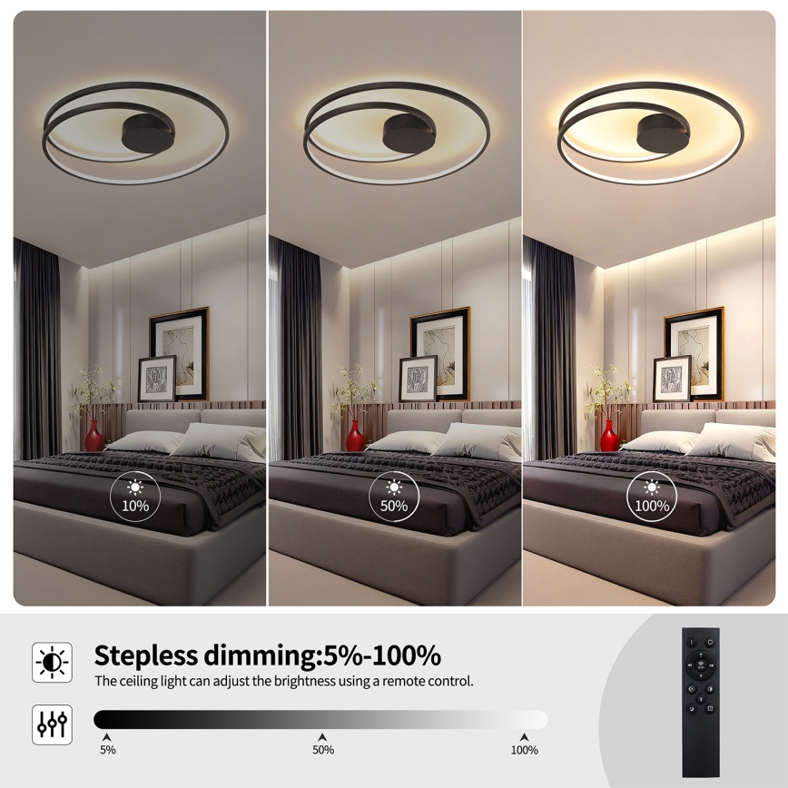 Brilagi - Dimmelhető LED mennyezeti lámpa TWISTER LED/75W/230V 3000-6000K át. 70 cm fekete + távirányító