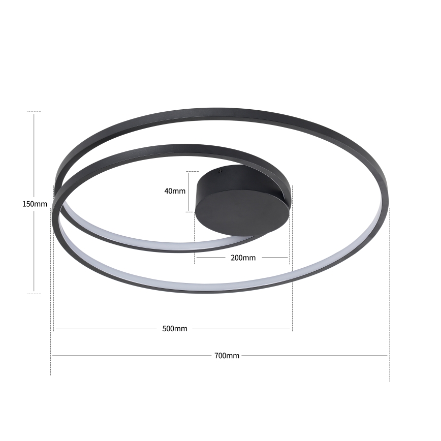 Brilagi - Dimmelhető LED mennyezeti lámpa TWISTER LED/75W/230V 3000-6000K át. 70 cm fekete + távirányító