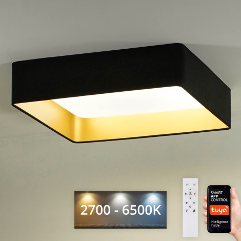 Brilagi - LED Dimmelhető mennyezeti lámpa VELVET SQUARE SMART LED/36W/230V 2700-6500K Wi-Fi Tuya + távirányítás fekete