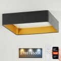 Brilagi - LED Dimmelhető mennyezeti lámpa VELVET SQUARE SMART LED/36W/230V 2700-6500K Wi-Fi Tuya + távirányítás szürke