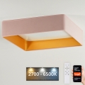 Brilagi - LED dimmelhető mennyezeti lámpa VELVET SQUARE SMART LED/36W/230V 60x60 cm 2700-6500K Wi-Fi Tuya + távirányító rózsaszín