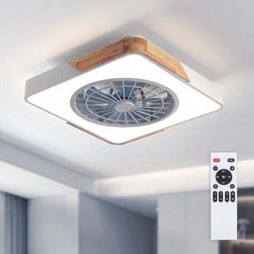 Brilagi - LED dimmelhető mennyezeti lámpa ventilátorral LED/38W/230V 3000-6500K 3000-6500K 50x50 cm fehér/tölgy + távirányító