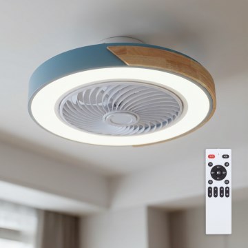 Brilagi - LED dimmelhető mennyezeti lámpa ventilátorral LED/38W/230V 3000-6500K átm. 50 cm kék/tölgy + távirányító