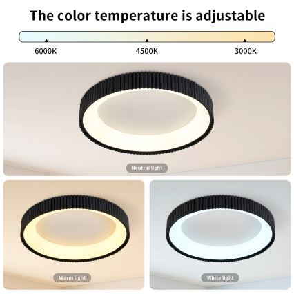 Brilagi - LED fényerőszabályozható mennyezeti lámpa FALCON MODERN LED/54W/230V 3000-6500K átm. 60 cm fekete + távirányító