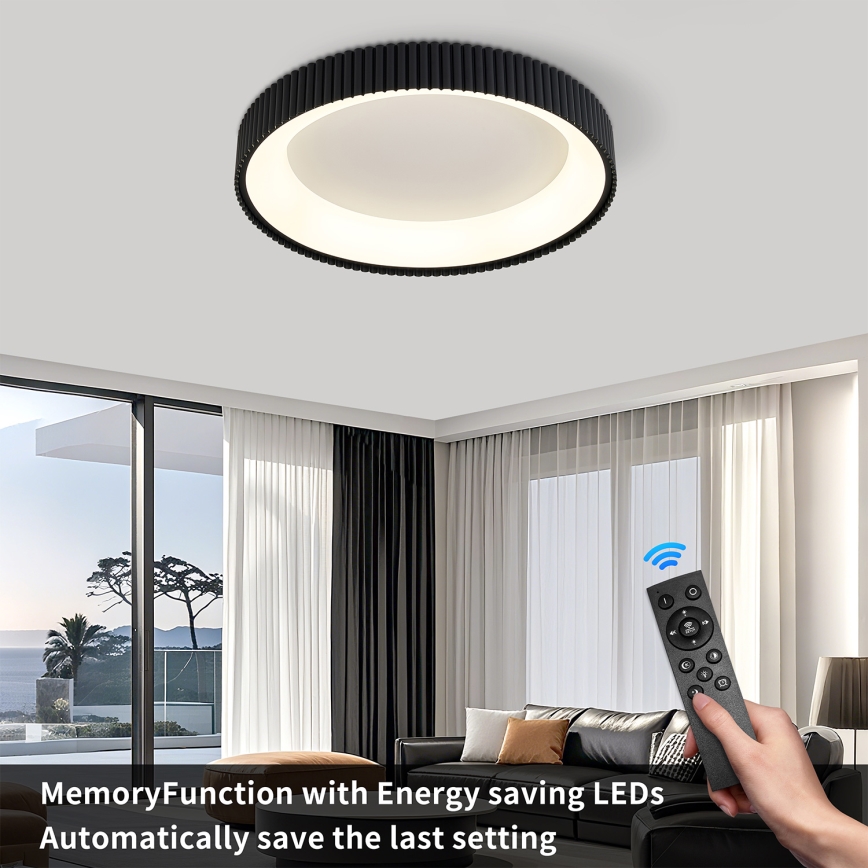 Brilagi - LED fényerőszabályozható mennyezeti lámpa FALCON MODERN LED/54W/230V 3000-6500K átm. 60 cm fekete + távirányító