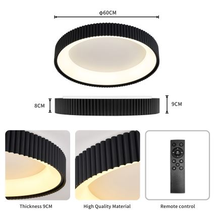 Brilagi - LED fényerőszabályozható mennyezeti lámpa FALCON MODERN LED/54W/230V 3000-6500K átm. 60 cm fekete + távirányító