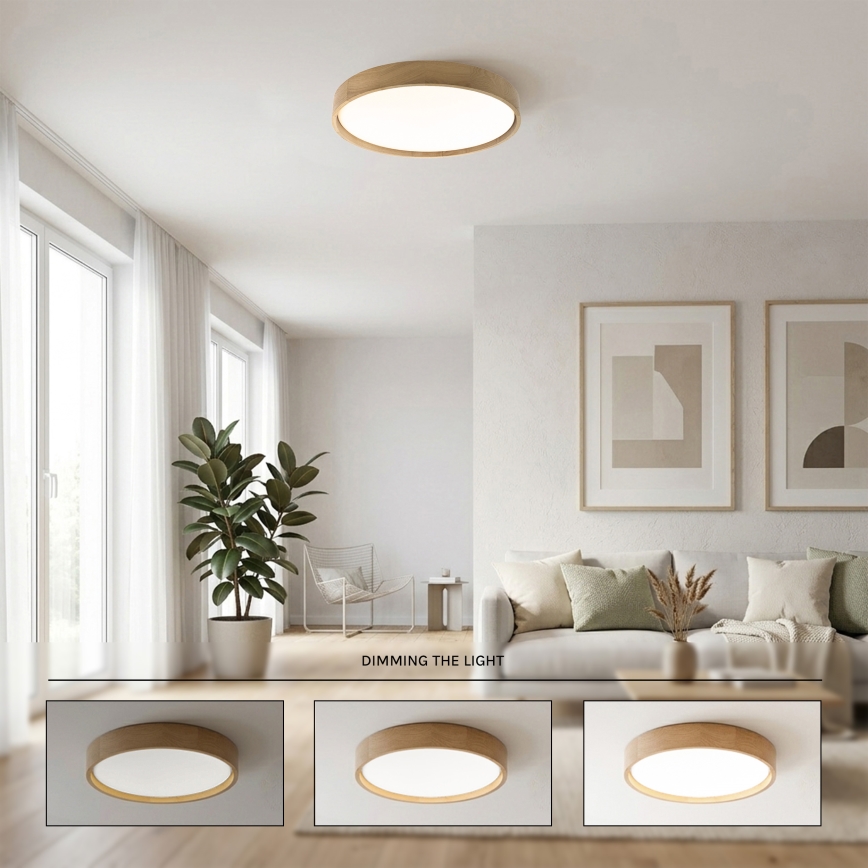 Brilagi - LED-dimmelhető mennyezeti lámpa MANAROLA SMART LED/36W/230V 3000–6000K Wi-Fi Tuya Beacon átm. 51 cm tölgy + távirányító
