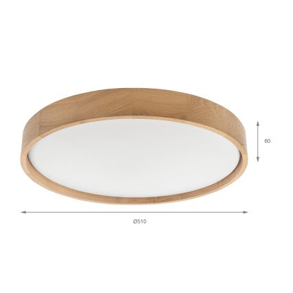 Brilagi - LED-dimmelhető mennyezeti lámpa MANAROLA SMART LED/36W/230V 3000–6000K Wi-Fi Tuya Beacon átm. 51 cm tölgy + távirányító
