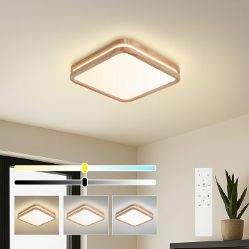 Brilagi - LED dimmelhető mennyezeti lámpatest MOLINA SQUARE LED/48W/230V 3000-6000K tölgy 40x40 cm + távirányítóval
