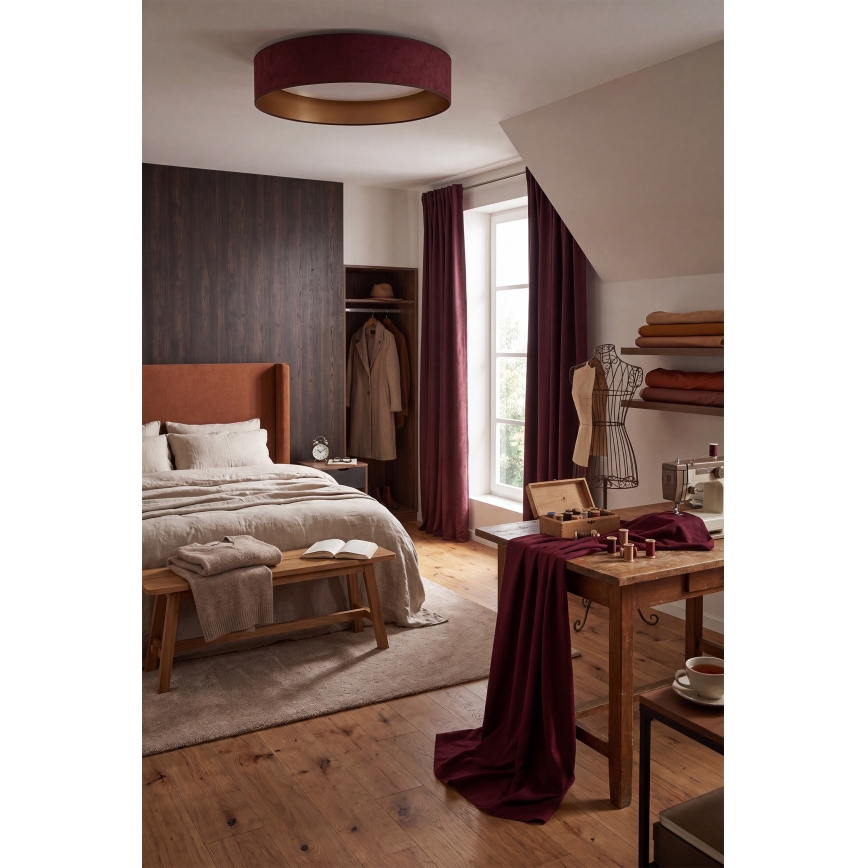Brilagi - Dimmelhető LED mennyezeti lámpatest VELVET SMARTIX STARS LED/36W/230V 3000–6000K, átm. 55 cm, bordó/arany, Wi‑Fi Tuya Beacon + távirányító