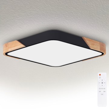 Brilagi - LED dimmelhető mennyezeti lámpatest PILANA LED/48W/230V 3000-6500K tölgy/fekete 56x56 cm + távirányítóval