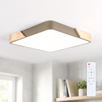 BRILAGI - LED Dimmelhető mennyezeti lámpatest PILANA SQUARE LED/48W/230V 3000-6500K tölgy/bézs 42x42 cm + távirányító