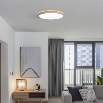 Brilagi - PINE dimmelhető LED mennyezeti lámpa LED/60W/230V fa Ø 52 cm 3000–6500 K + távirányítóval