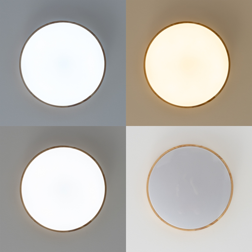 Brilagi - PINE dimmelhető LED mennyezeti lámpa LED/60W/230V fa Ø 52 cm 3000–6500 K + távirányítóval