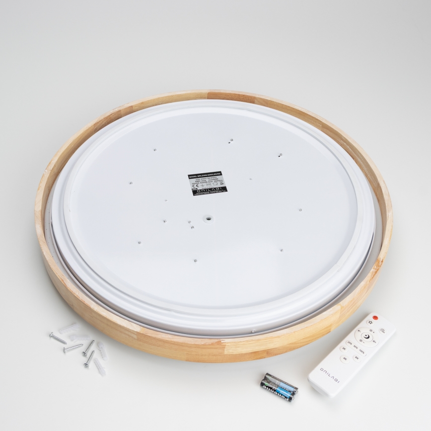 Brilagi - PINE dimmelhető LED mennyezeti lámpa LED/60W/230V fa Ø 52 cm 3000–6500 K + távirányítóval