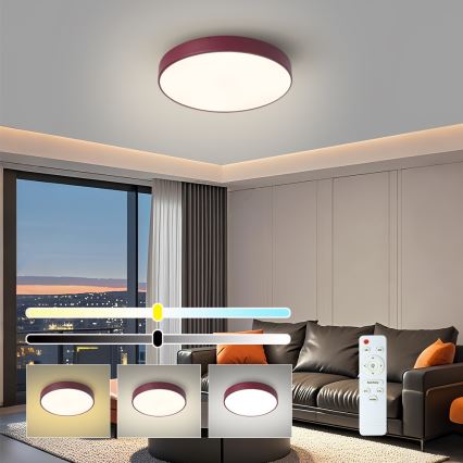 Brilagi - LED fényerőszabályozható mennyezeti lámpatest POOL LED/36W/230V 3000-6000K Ø 30 cm bordó + távirányító