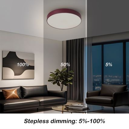 Brilagi - LED fényerőszabályozható mennyezeti lámpatest POOL LED/36W/230V 3000-6000K Ø 30 cm bordó + távirányító