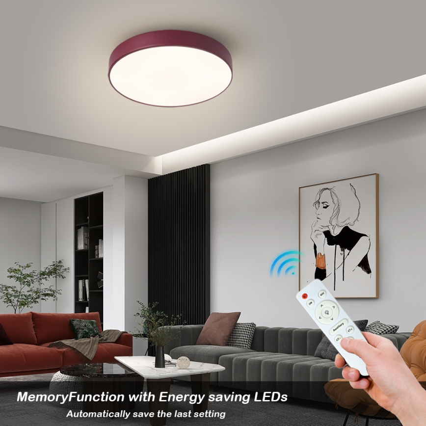Brilagi - LED fényerőszabályozható mennyezeti lámpatest POOL LED/36W/230V 3000-6000K Ø 30 cm bordó + távirányító