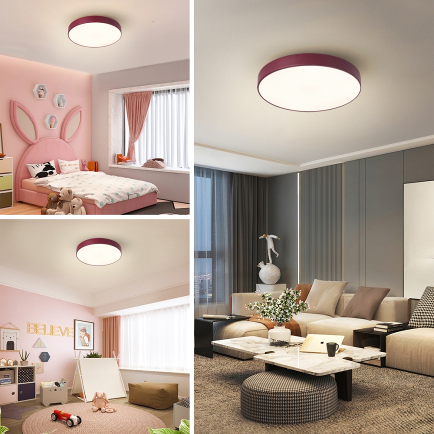 Brilagi - LED fényerőszabályozható mennyezeti lámpatest POOL LED/36W/230V 3000-6000K Ø 30 cm bordó + távirányító