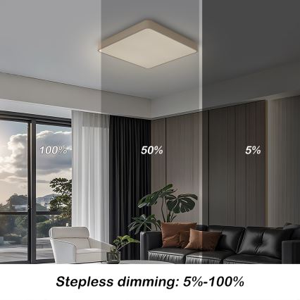 Brilagi - Dimmelhető LED mennyezeti lámpatest POOL LED/36W/230V 3000-6000K 40x40 cm bézs + távirányítóval