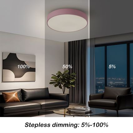 Brilagi - LED dimmelhető mennyezeti lámpa POOL LED/48W/230V 3000-6000K átm. 40 cm rózsaszín + távirányító