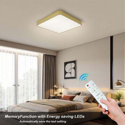 Brilagi - LED fényerőszabályozható mennyezeti lámpatest POOL LED/48W/230V 3000-6000K 50x50 cm aranyszínű + távirányító