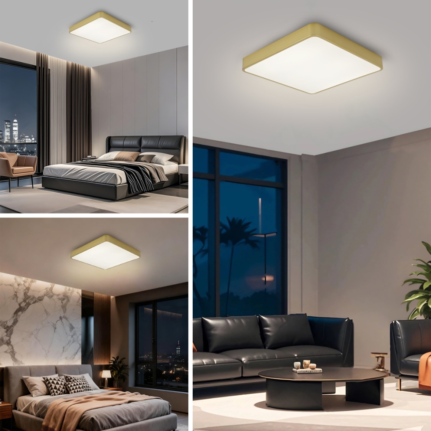 Brilagi - LED fényerőszabályozható mennyezeti lámpatest POOL LED/48W/230V 3000-6000K 50x50 cm aranyszínű + távirányító