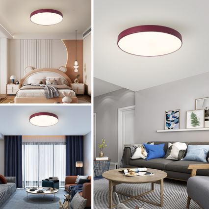 Brilagi - Fényerőszabályozható POOL mennyezeti LED lámpatest, LED/60W/230V, 3000-6000K, átmérő 60 cm, bordó + távirányító