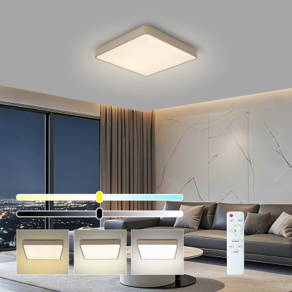 Brilagi - LED fényerőszabályozható mennyezeti lámpatest POOL SQUARE LED/48W/230V 3000-6000K 50x50 cm bézs + távirányító