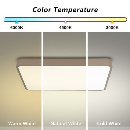 Brilagi - LED fényerőszabályozható mennyezeti lámpatest POOL SQUARE LED/48W/230V 3000-6000K 50x50 cm bézs + távirányító