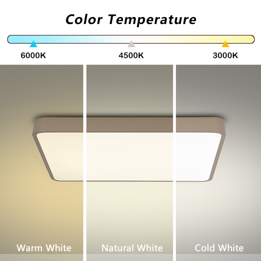 Brilagi - LED fényerőszabályozható mennyezeti lámpatest POOL SQUARE LED/48W/230V 3000-6000K 50x50 cm bézs + távirányító