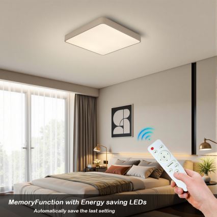Brilagi - LED fényerőszabályozható mennyezeti lámpatest POOL SQUARE LED/48W/230V 3000-6000K 50x50 cm bézs + távirányító
