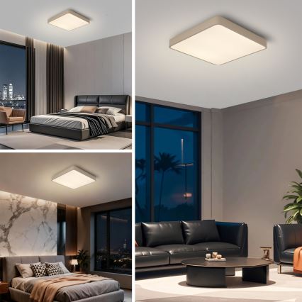 Brilagi - LED fényerőszabályozható mennyezeti lámpatest POOL SQUARE LED/48W/230V 3000-6000K 50x50 cm bézs + távirányító