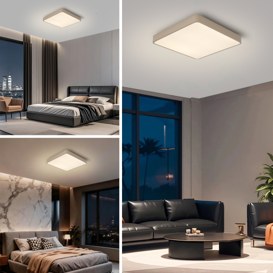 Brilagi - LED fényerőszabályozható mennyezeti lámpatest POOL SQUARE LED/48W/230V 3000-6000K 50x50 cm bézs + távirányító