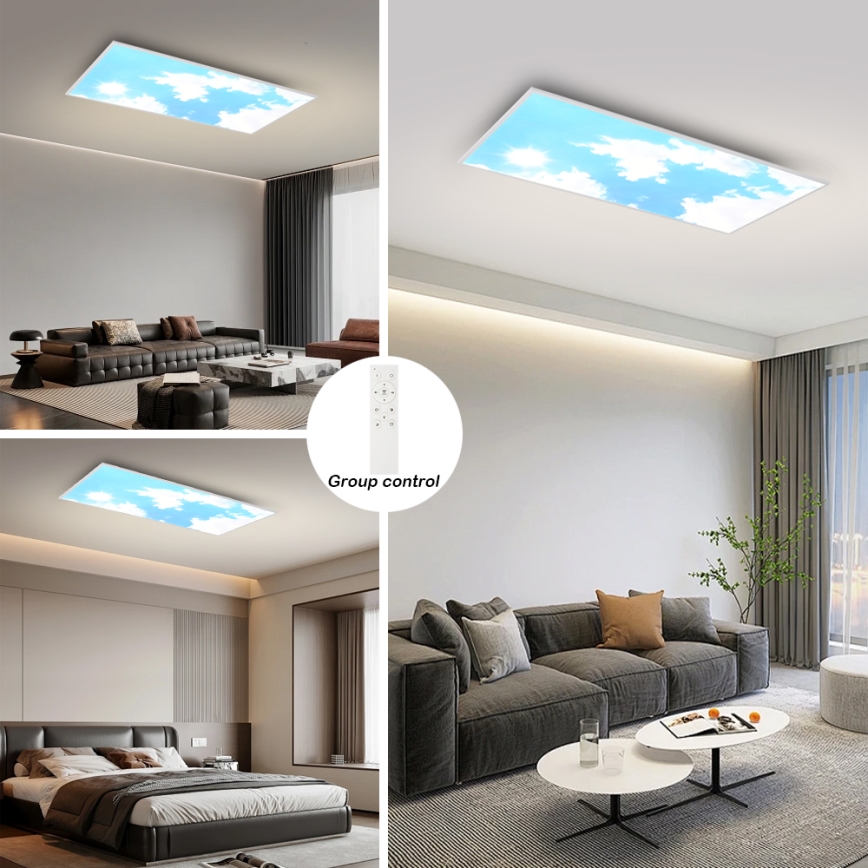 Brilagi - LED fényerőszabályozható mennyezeti lámpatest SLIMFRAME SKY LED/80W/230V 120x60 cm 3000-6000K ezüst/kék + távirányító