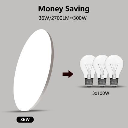 Brilagi - Fényerőszabályozható SMART LED mennyezeti lámpa LED/36W/230V, átmérő 48 cm, 2700–6500K, Wi‑Fi Tuya + távirányító