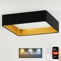 Brilagi - LED dimmelhető mennyezeti lámpatest VELVET SQUARE SMART LED/36W/230V 60x60 cm 2700-6500K Wi-Fi Tuya + távirányító fekete