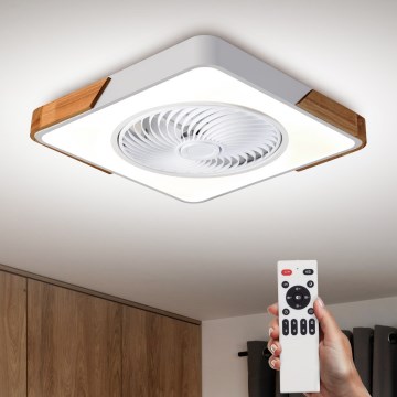 Brilagi - LED Dimmelhető mennyezeti lámpatest ventilátorral LED/30W/230V 3000-6500K fehér/tölgy + távirányító