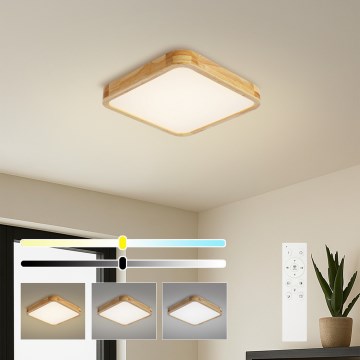 Brilagi - LED dimmelhető mennyezeti lámpatest WOODLINE SQUARE LED/48W/230V 3000-6000K tölgy 40x40 cm + távirányító