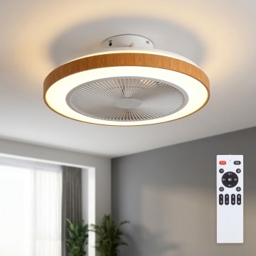 Brilagi - LED-dimmelhető mennyezeti ventilátor, 38W/230V, 3000–6500K, Ø 50 cm, fehér/barna + távirányító
