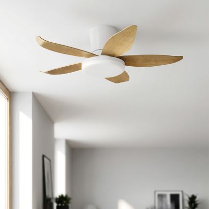 Brilagi - LED fényerőszabályozható mennyezeti ventilátor LED/32W/230V 95 cm fehér/barna + távirányító