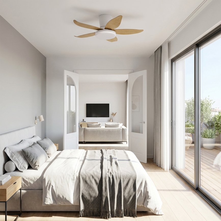 Brilagi - LED fényerőszabályozható mennyezeti ventilátor LED/32W/230V 95 cm fehér/barna + távirányító