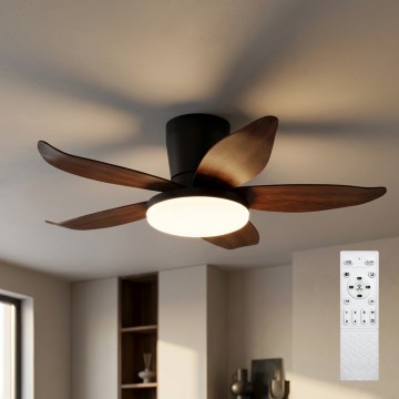 Brilagi - LED dimmelhető mennyezeti ventilátor LED/32W/230V 95 cm fekete/barna + távirányító