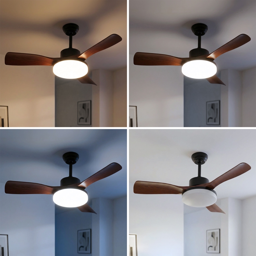 Brilagi - LED dimmelhető mennyezeti ventilátor LED/34W/230V 3000-6500K átmérő 106 cm fekete/barna + távirányító