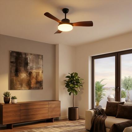 Brilagi - LED dimmelhető mennyezeti ventilátor LED/34W/230V 3000-6500K átmérő 106 cm fekete/barna + távirányító