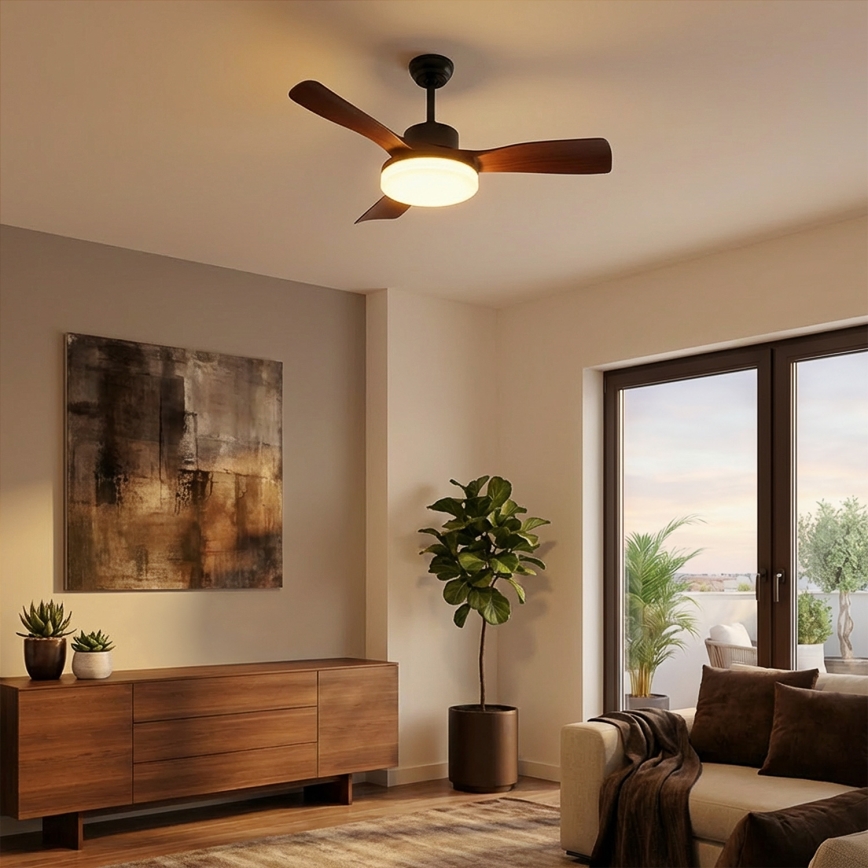 Brilagi - LED dimmelhető mennyezeti ventilátor LED/34W/230V 3000-6500K átmérő 106 cm fekete/barna + távirányító